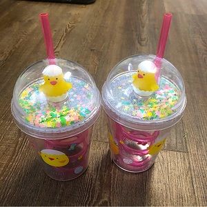 Spring Chick Light-Up Tumblers with Spiral Straws